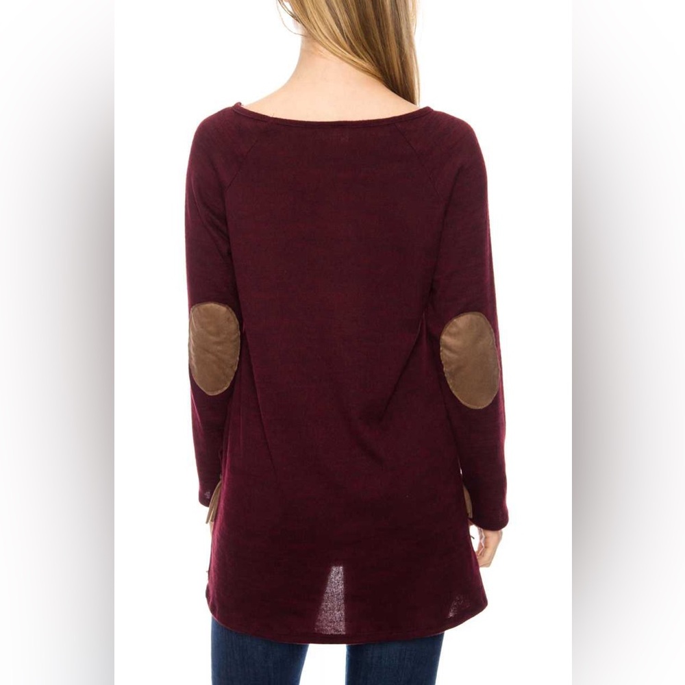 Women’s Burgundy Sweater with Elbow Patches
